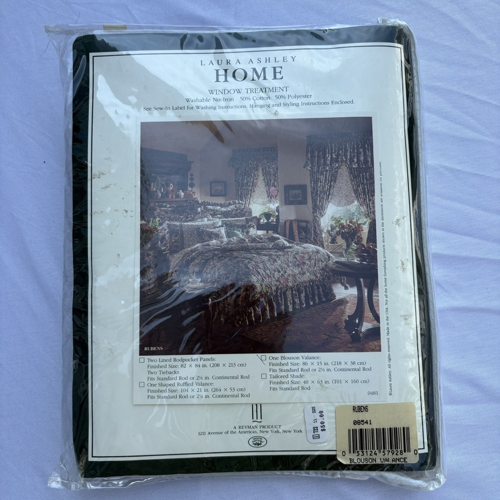 Vintage Laura Ashley Ashbourne Blouson Valance Window Treatment 86 x 15 - Picture 4 of 5